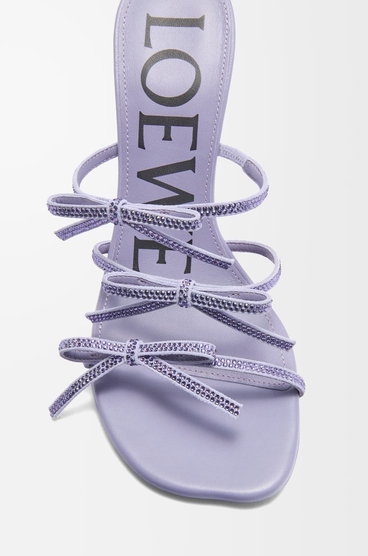 LOEWE Petal sandal in suede and rhinestones Lilac