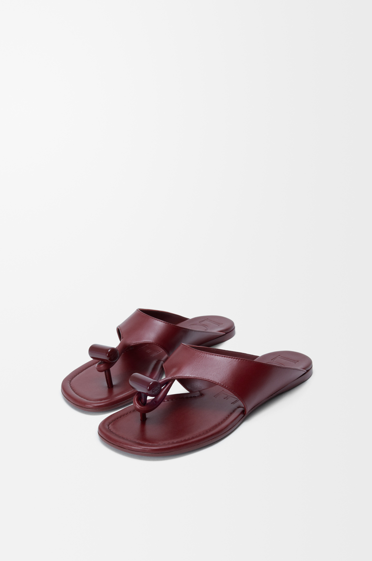 LOEWE Toggle flat sandal in shiny smoot calfskin Burnt Red