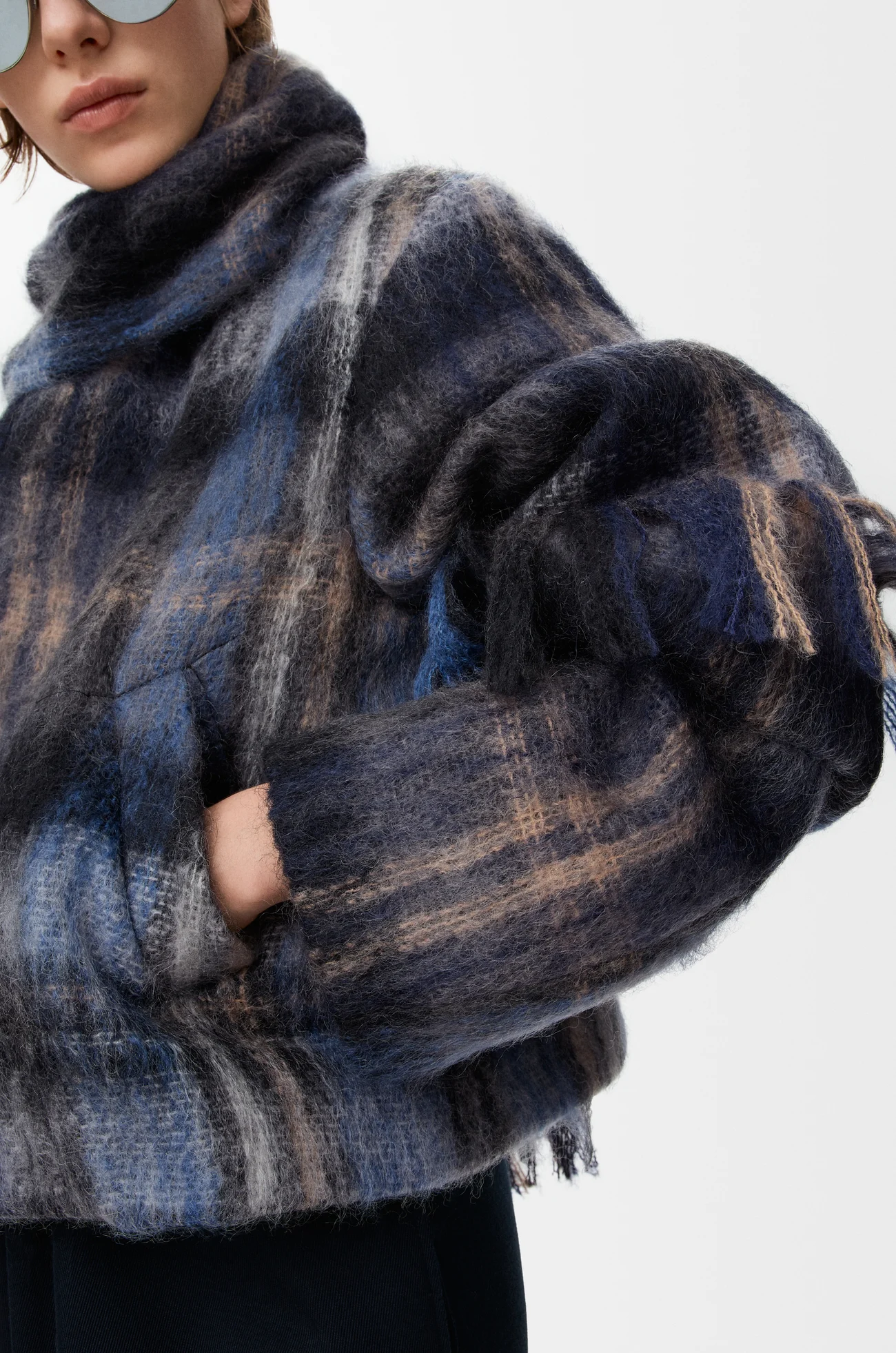 LOEWE Jacket in mohair and wool blend Blue/Multicolor