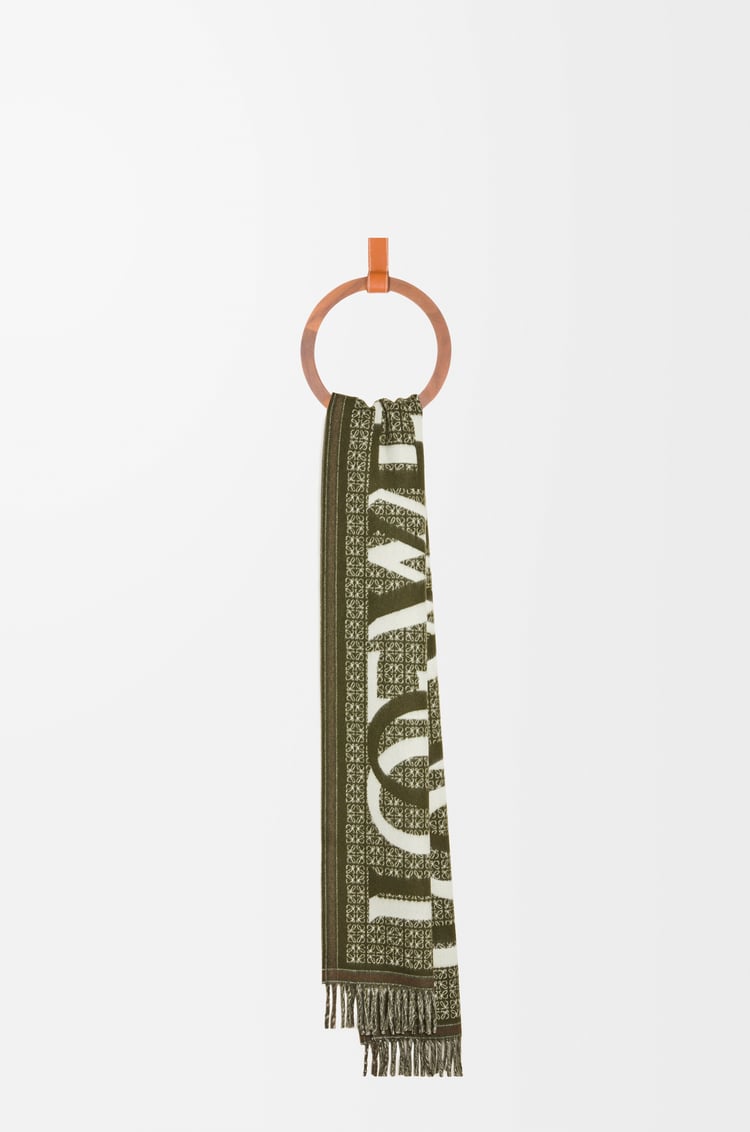 LOEWE LOEWE Love scarf in wool and cashmere Dark Green