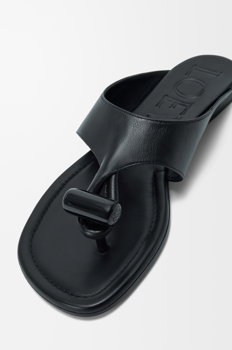 LOEWE Toggle flat sandal in shiny smoot calfskin Black