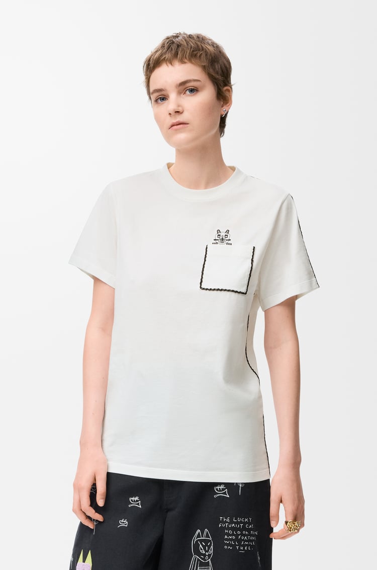 LOEWE Camiseta de corte regular en algodón Blanco