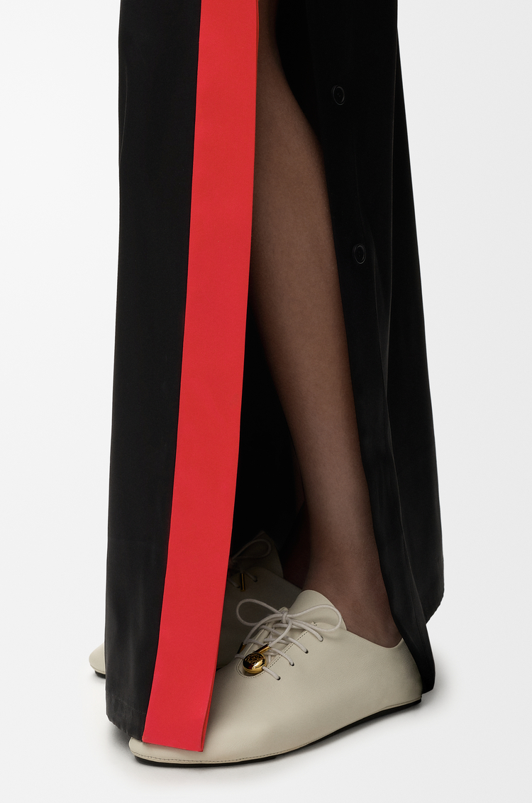 LOEWE Vestido en seda elástica Negro/Rojo