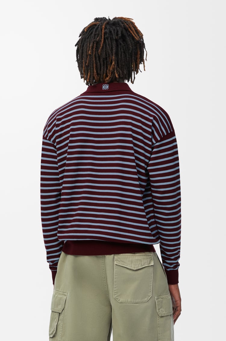 LOEWE Polo sweater in cotton Burgundy/Light Blue