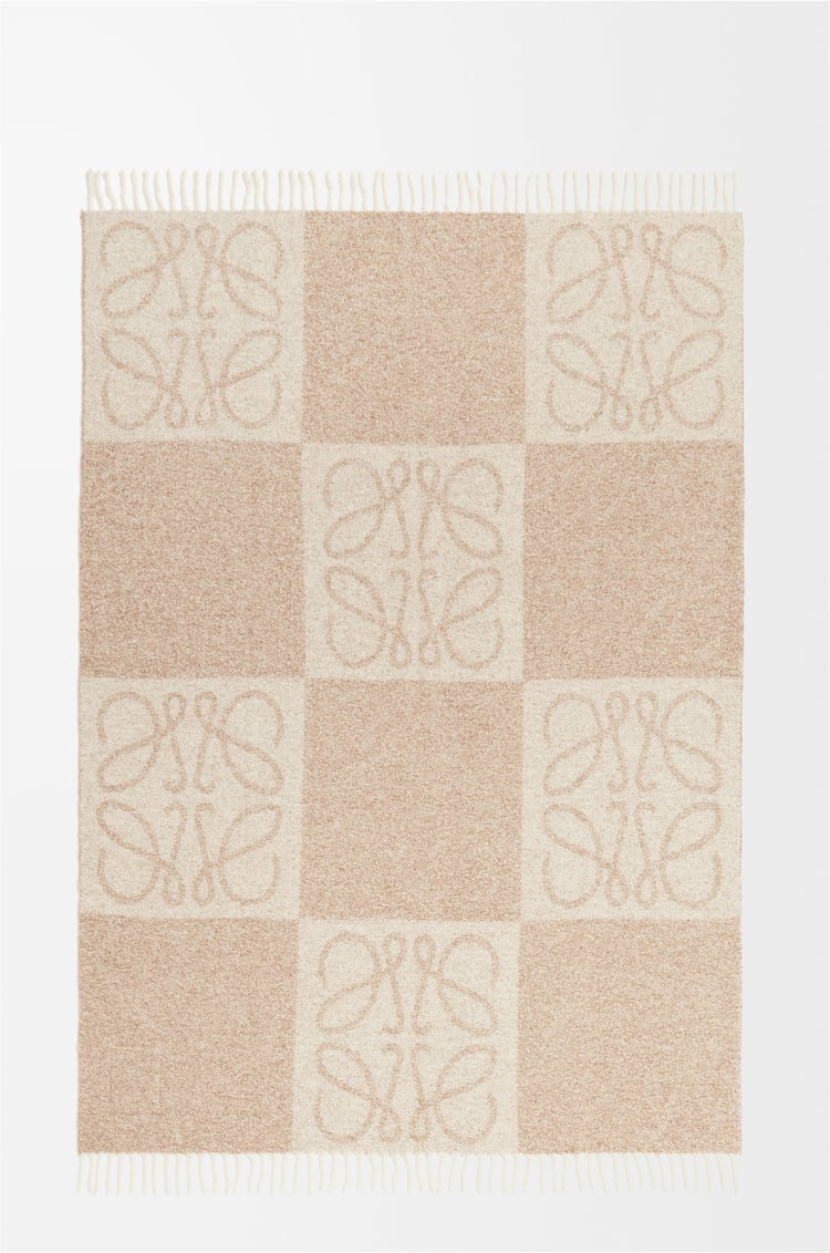 LOEWE Blanket in wool and alpaca  Beige/White