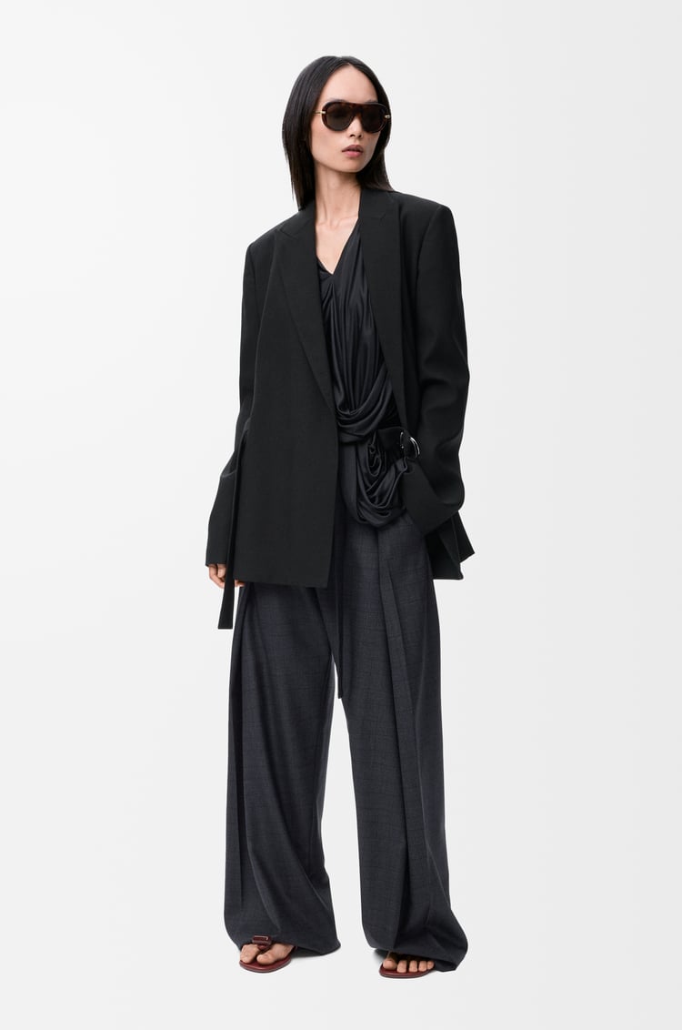 LOEWE Pantalón con cinturón en lana Gris Oscuro