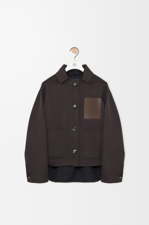 LOEWE Chaqueta Workwear en lana y cashmere Marrón/Gris