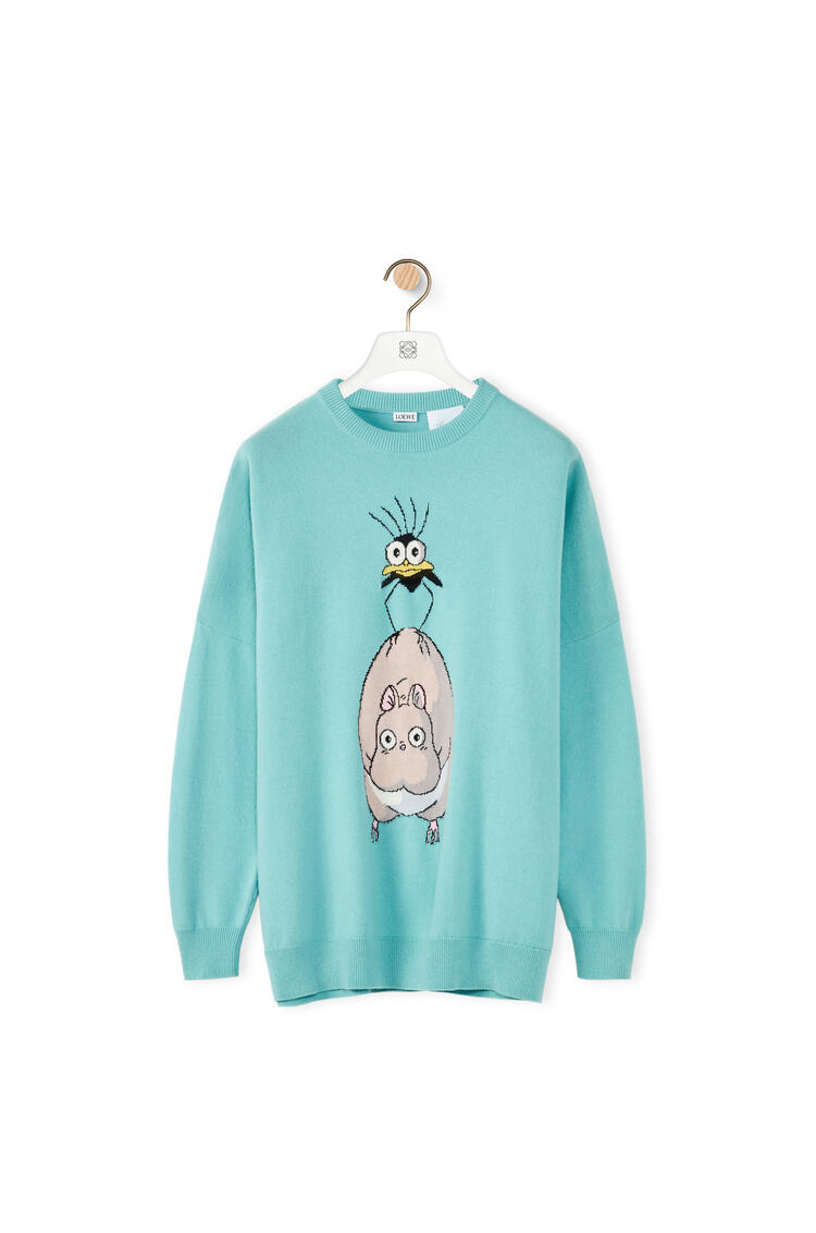 LOEWE Yu-Bird intarsia sweater in wool Turquoise pdp_rd