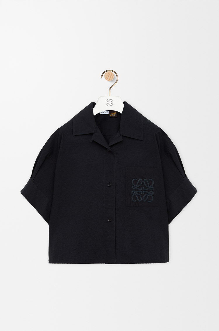 LOEWE 棉质混纺短袖衬衫 黑色