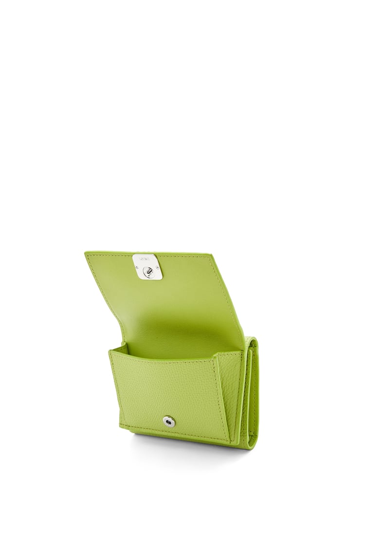 LOEWE Anagram trifold wallet in pebble grained calfskin Green Leaf