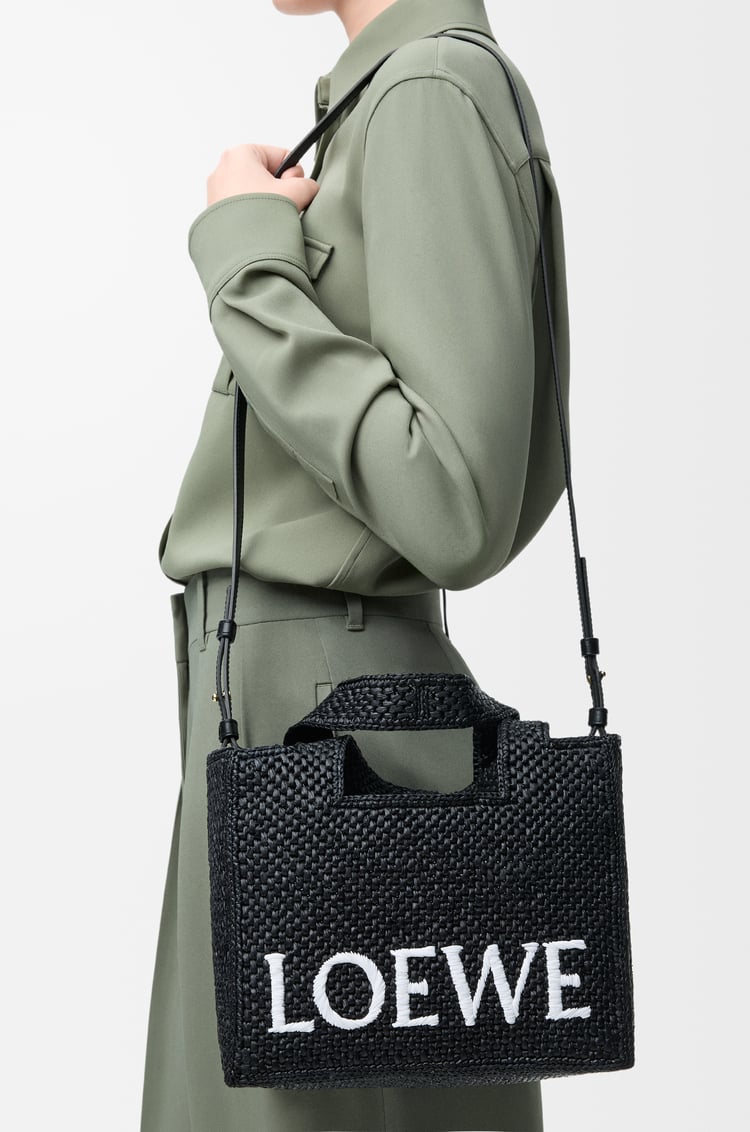 LOEWE 小型酒椰纖維 LOEWE Font 托特包 黑色