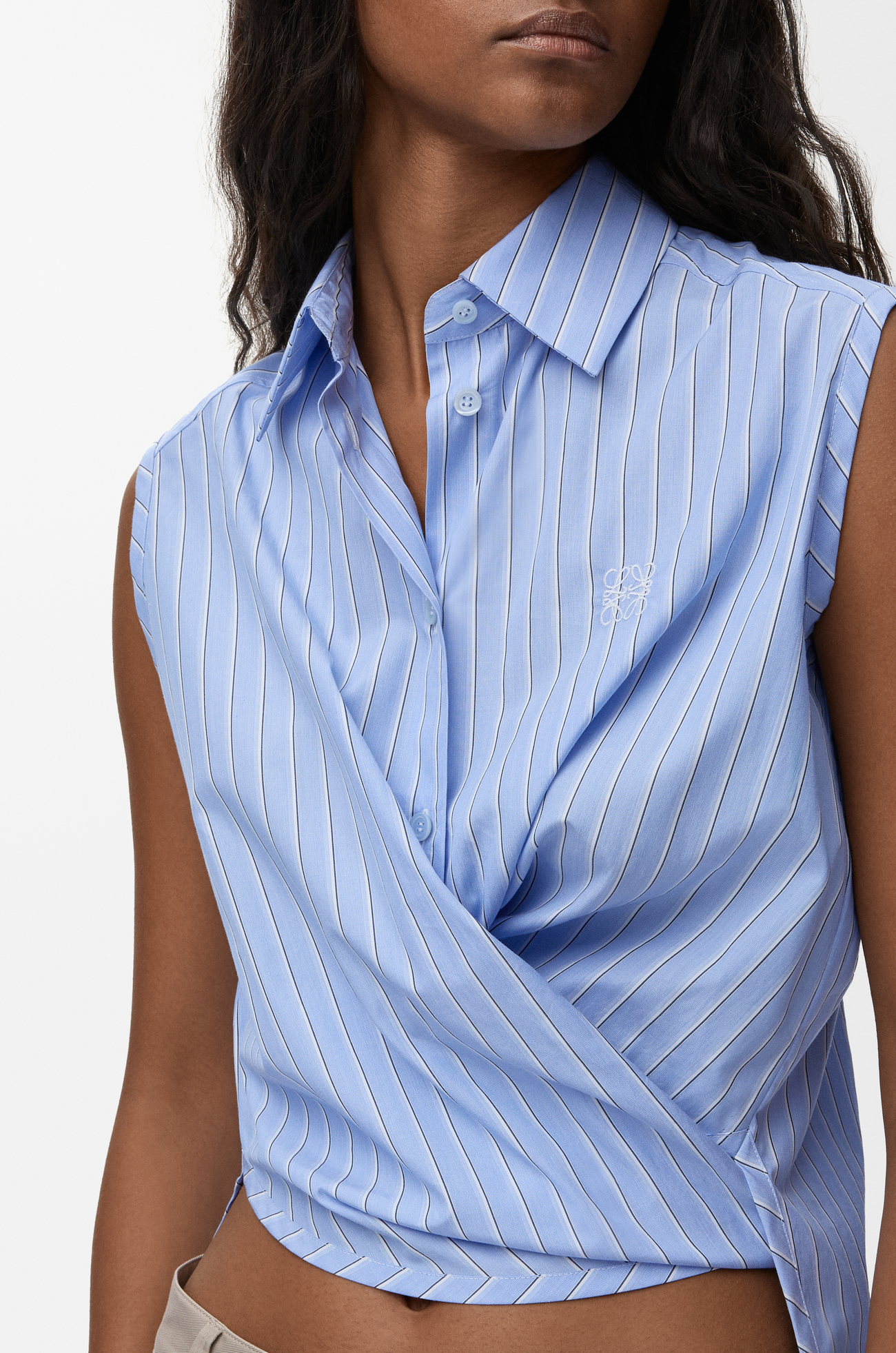 LOEWE 棉质无袖衬衫 蓝色/多色