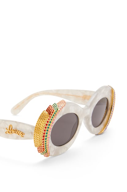 LOEWE Gafas de sol Pavé Oval en acetato Gris Perla/Blanco plp_rd