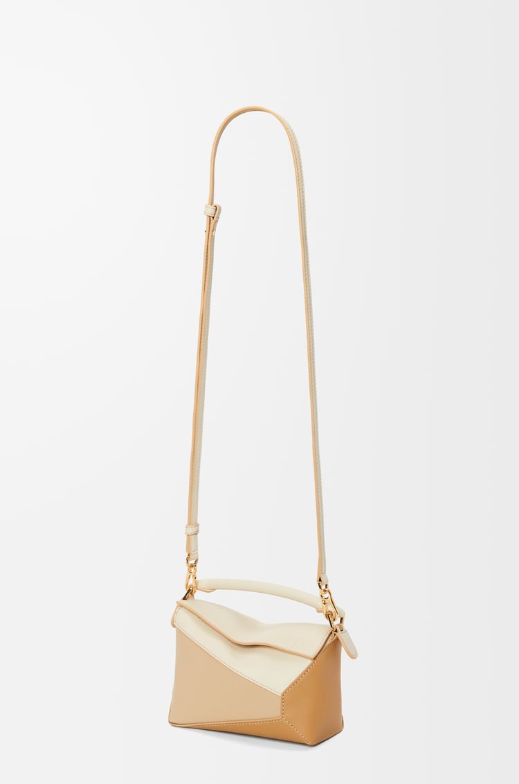 LOEWE Mini Puzzle bag in classic calfskin Angora/Dusty Beige/Gold
