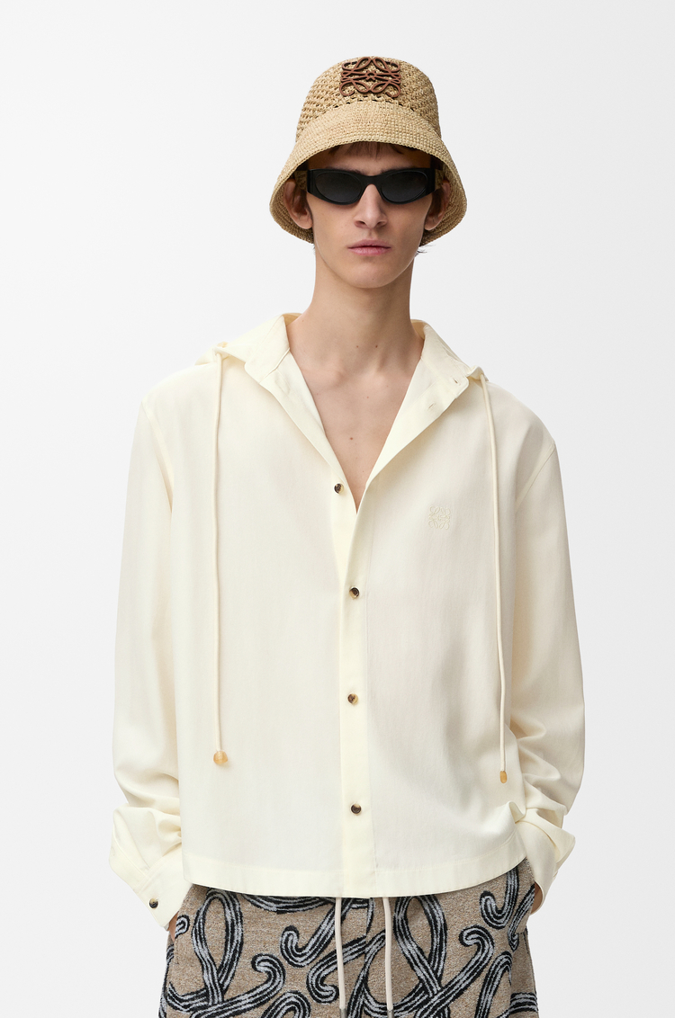 LOEWE Camisa con capucha en lyocell Marfil