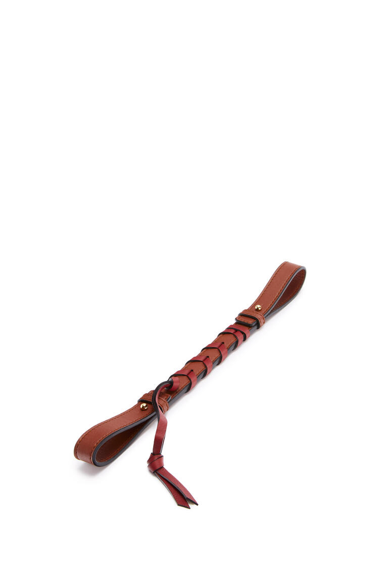LOEWE Short braided strap in classic calfskin Dark Rust/Deep Red