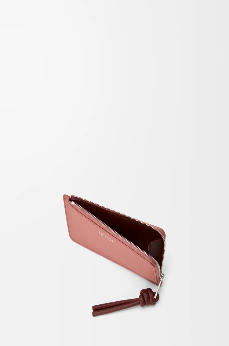 LOEWE Knot coin cardholder in shiny nappa calfskin Blush/Mahogany