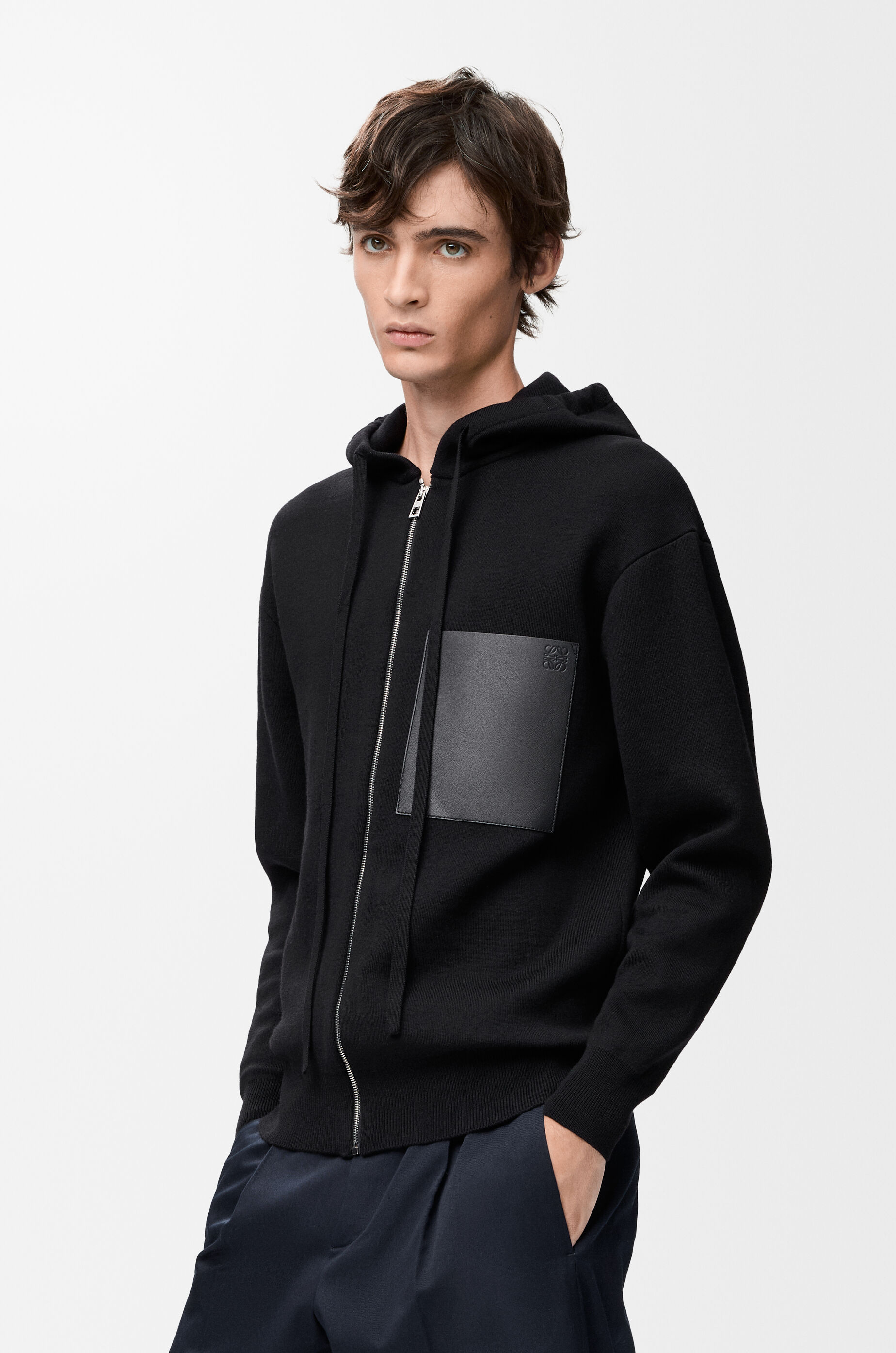 Zip-up hoodie in wool Black - LOEWE USA Official Website