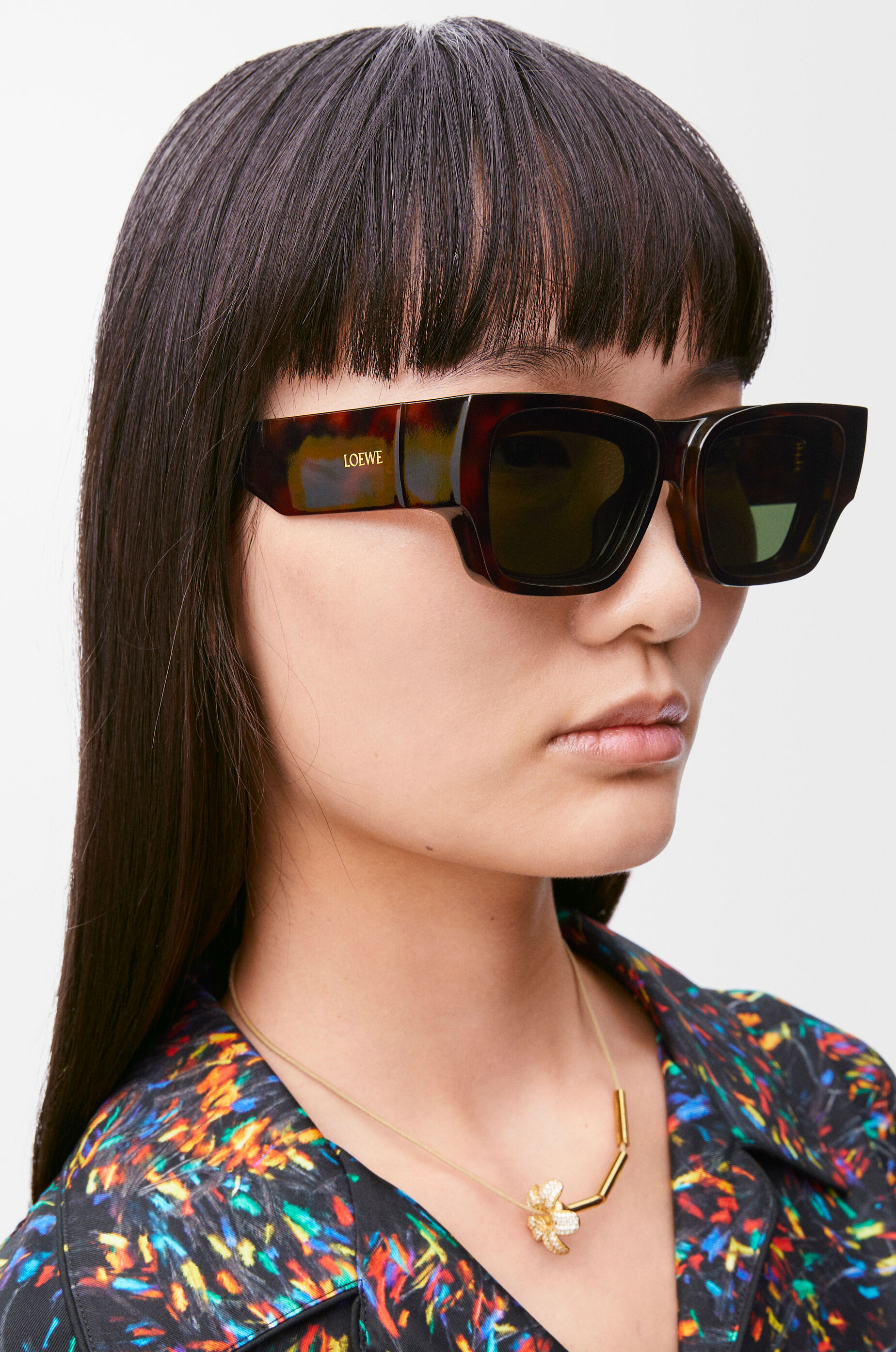 日本最大のブランド サングラス スクエア フロントレンズ ブラウン LOEWE - 小物