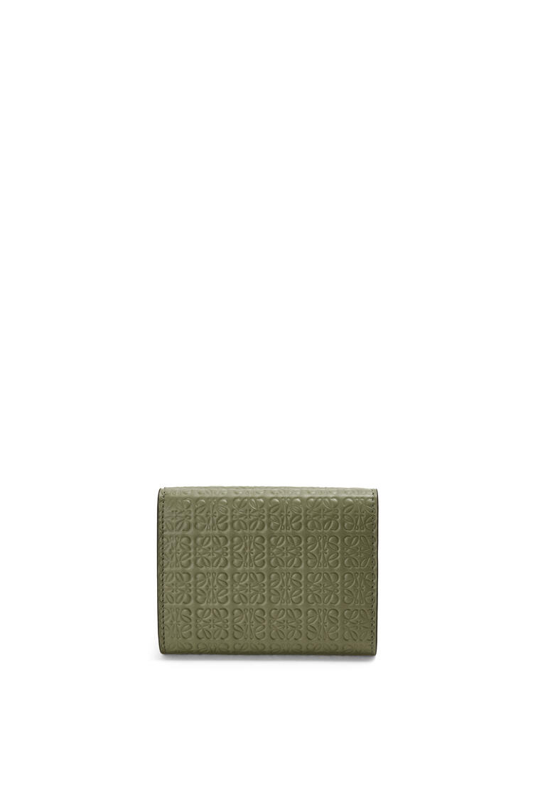 LOEWE Repeat trifold wallet in embossed silk calfskin Avocado Green