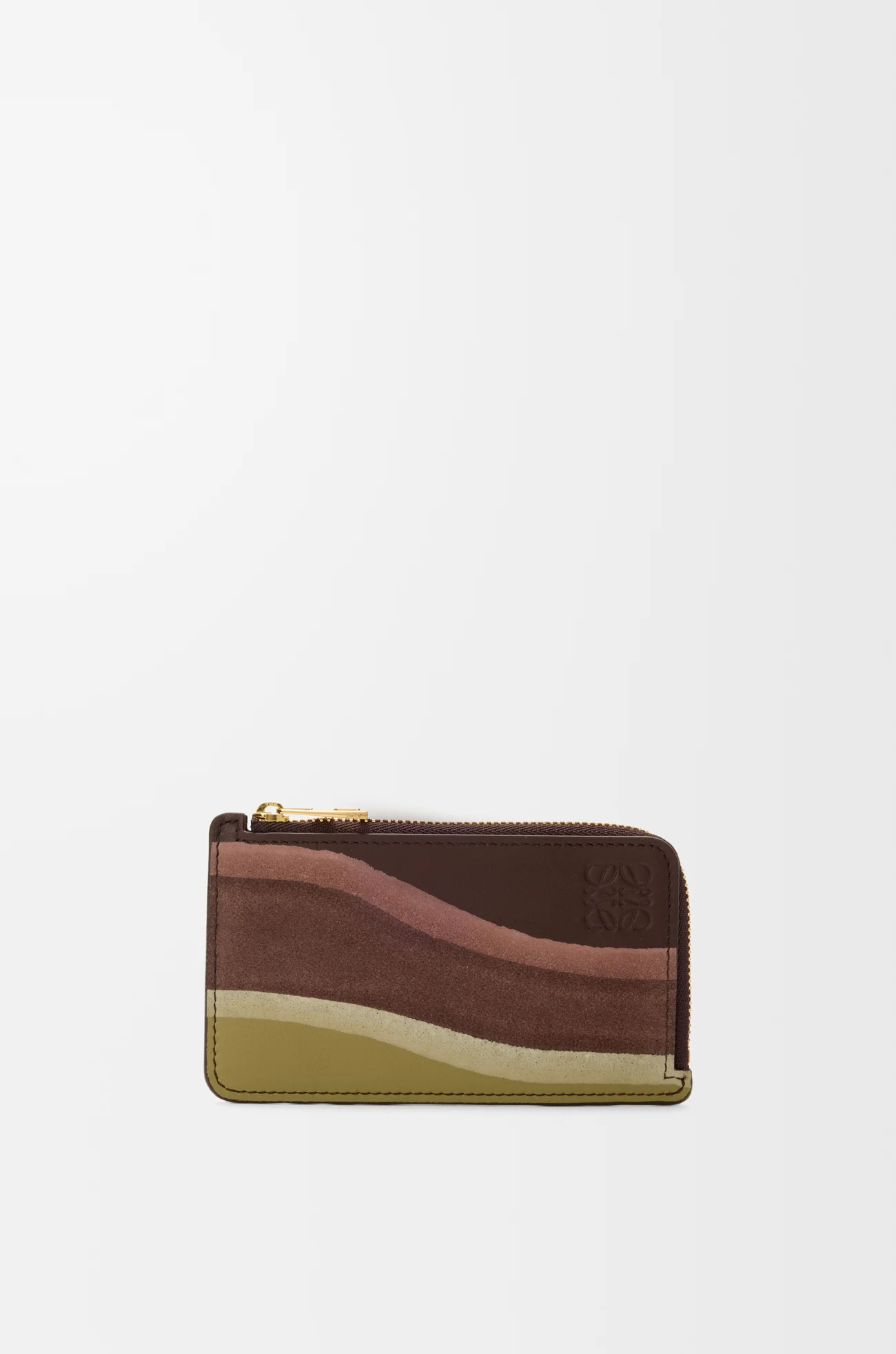 LOEWE Coin Landscape cardholder in nappa calfskin Chocolate/Light Moss