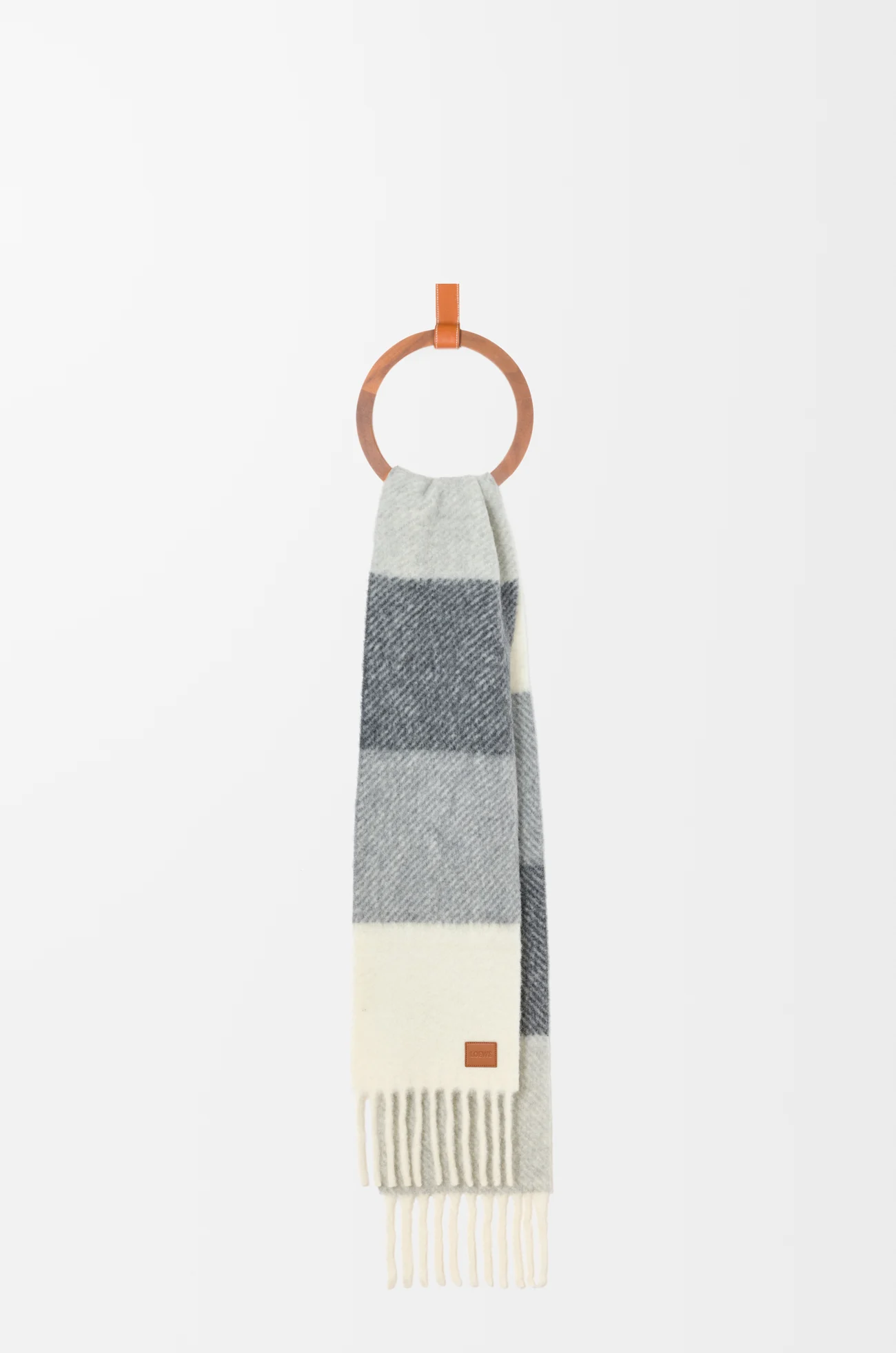 LOEWE Scarf in alpaca and wool blend Grey/White