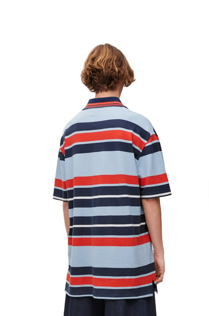 LOEWE Oversized fit Polo in cotton and linen Blue/Navy/Red plp_rd