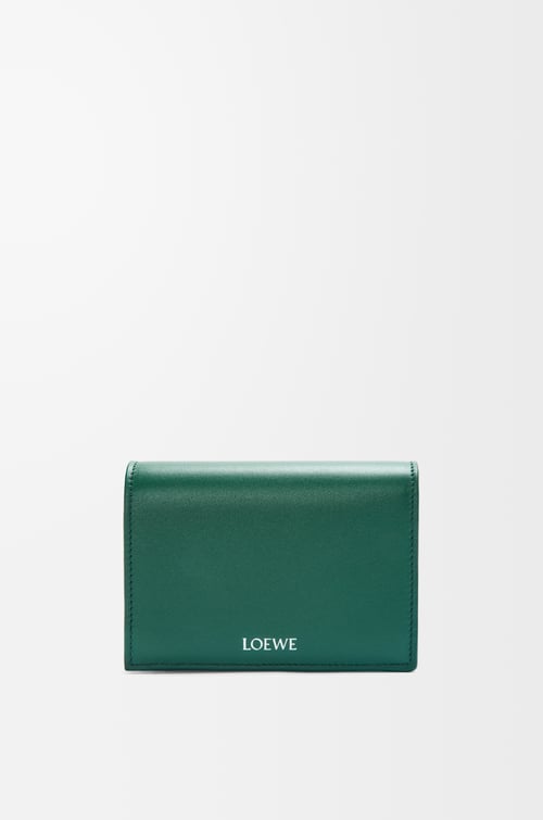LOEWE Folded wallet in shiny nappa calfskin Evergreen/Deep Navy