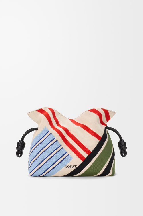 LOEWE Bolso Flamenco clutch mediano en lona bordada Crudo/Multicolor