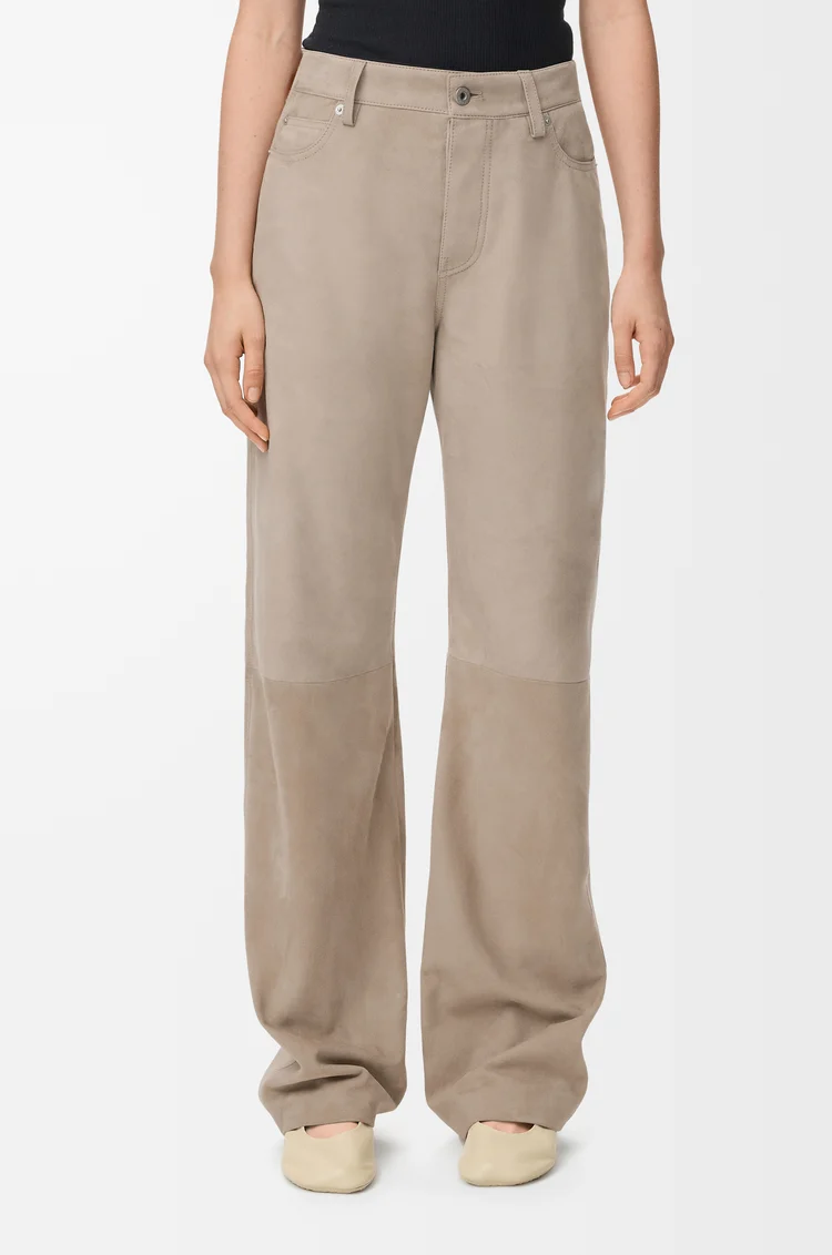 LOEWE Pantalón en ante de piel de cabra Beige Oscuro