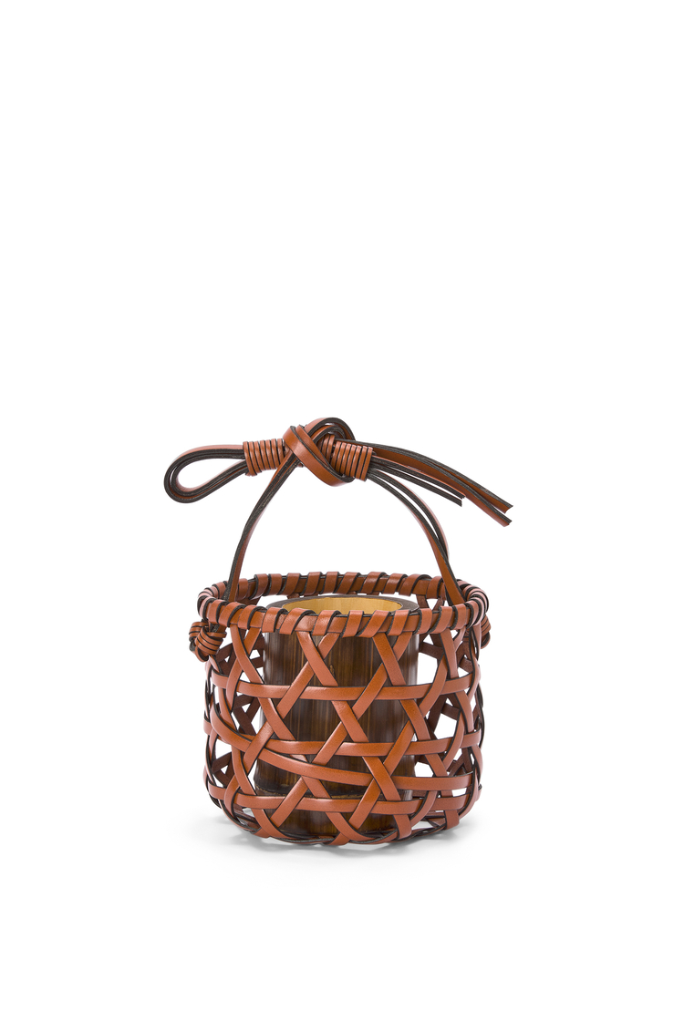 LOEWE Knot vase in calfskin and bamboo Tan