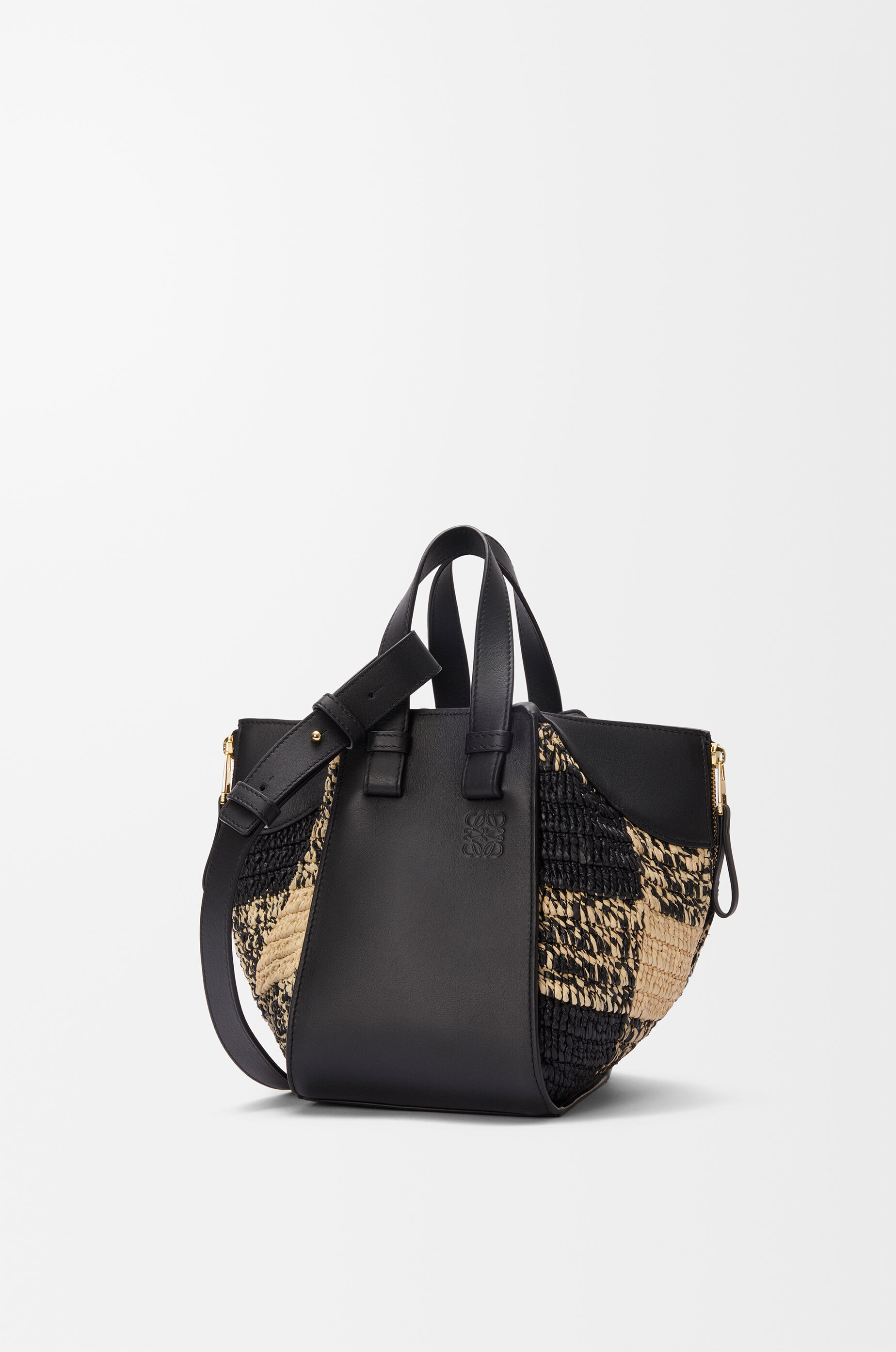【ふるさと割】 ハンモックバッグ LOEWE - ベージュ コンパクト（ラフィア&カーフ） ハンドバッグ