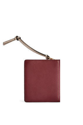 LOEWE Brand compact zip wallet in calfskin Berry/Light Oat