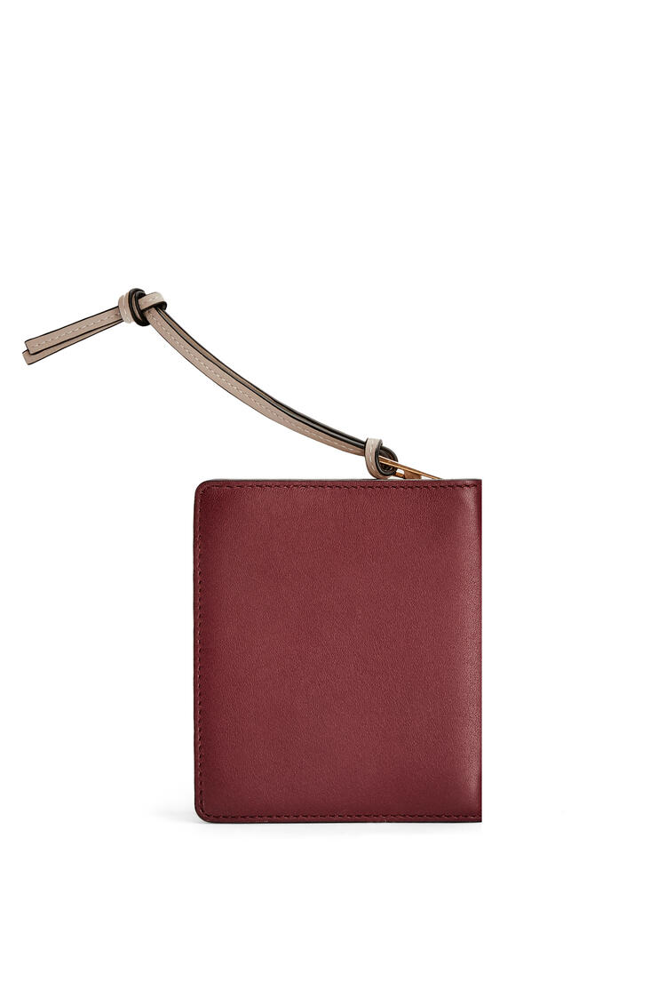 LOEWE Brand compact zip wallet in calfskin Berry/Light Oat