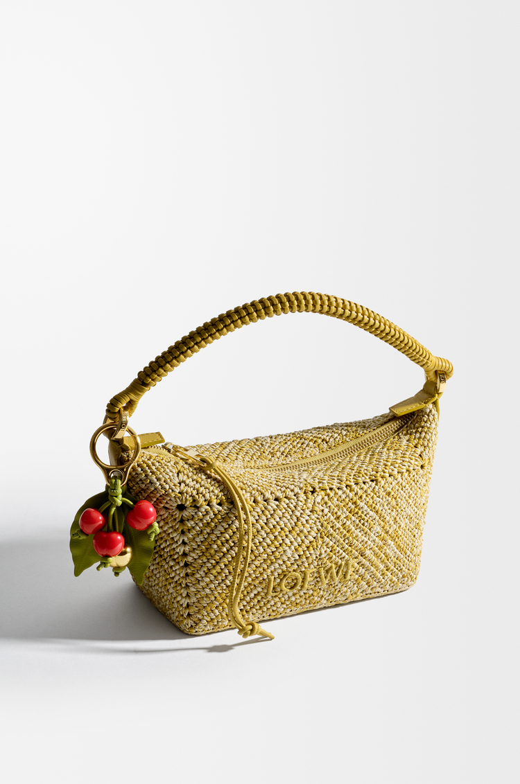 LOEWE Cherry charm in classic calfskin Green/Red