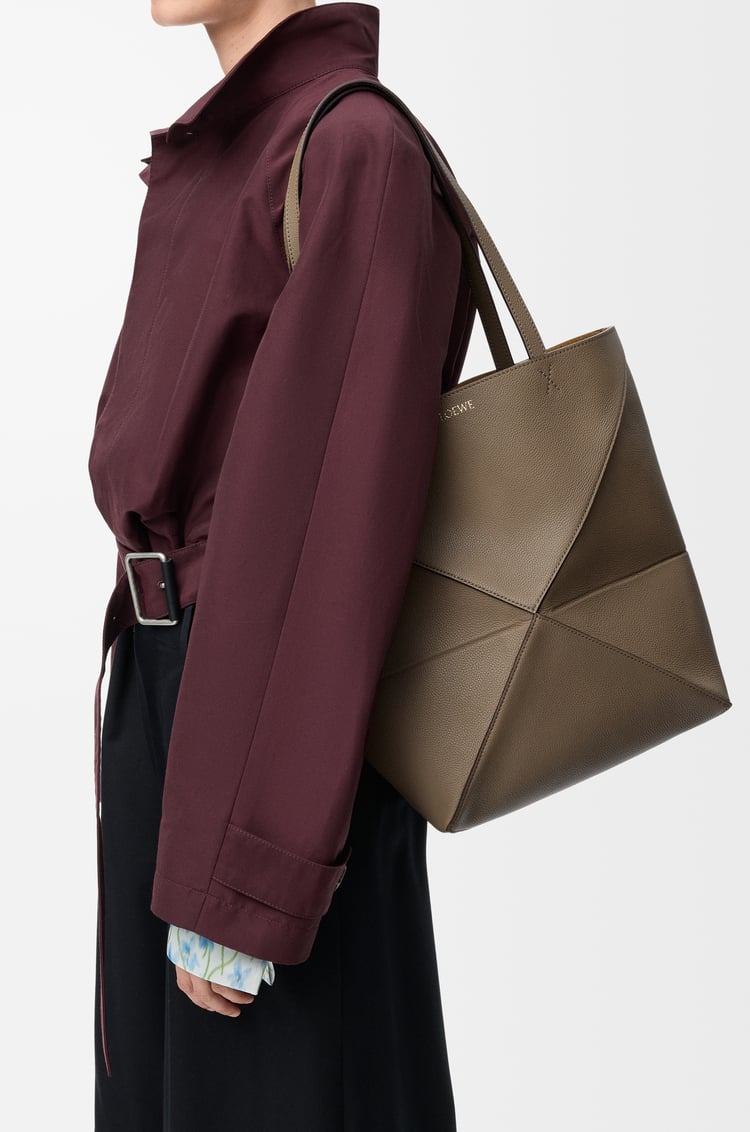 LOEWE Medium Puzzle Fold tote in soft grained calfskin Taupe