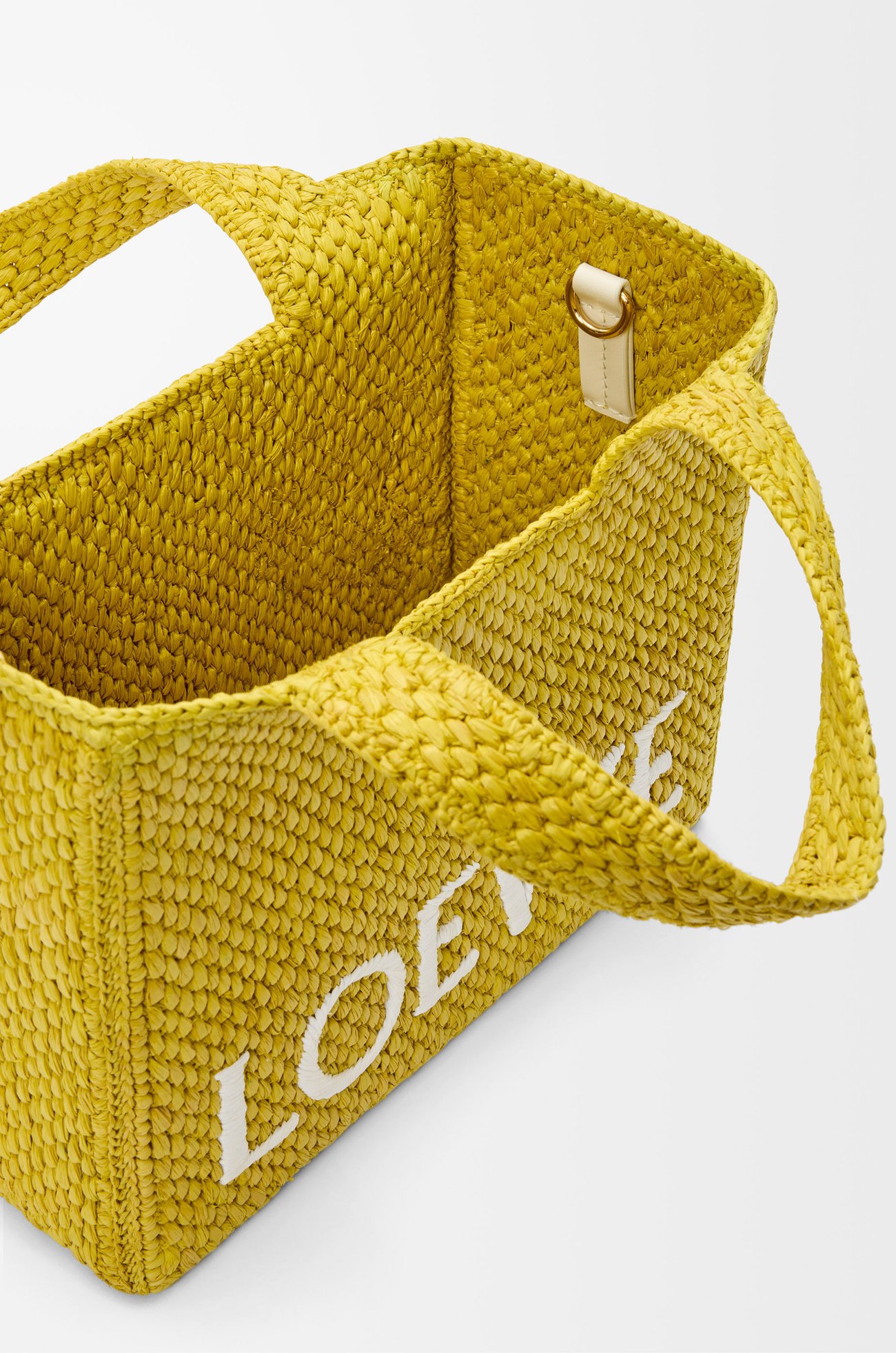 LOEWE Small LOEWE Font tote in raffia Yellow
