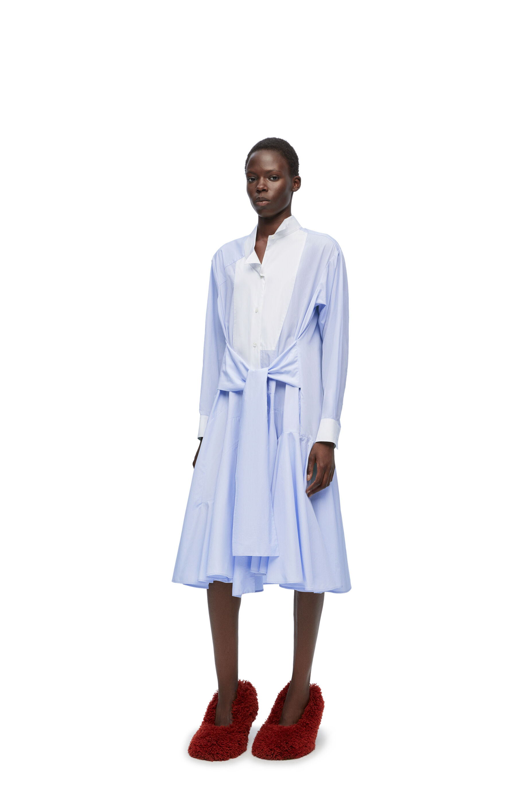 Shirt dress in cotton Soft Blue LOEWE