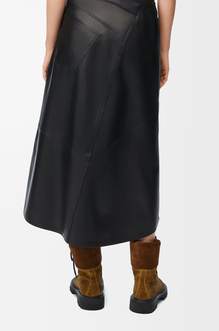 LOEWE Asymmetric skirt in satin nappa lambskin Black