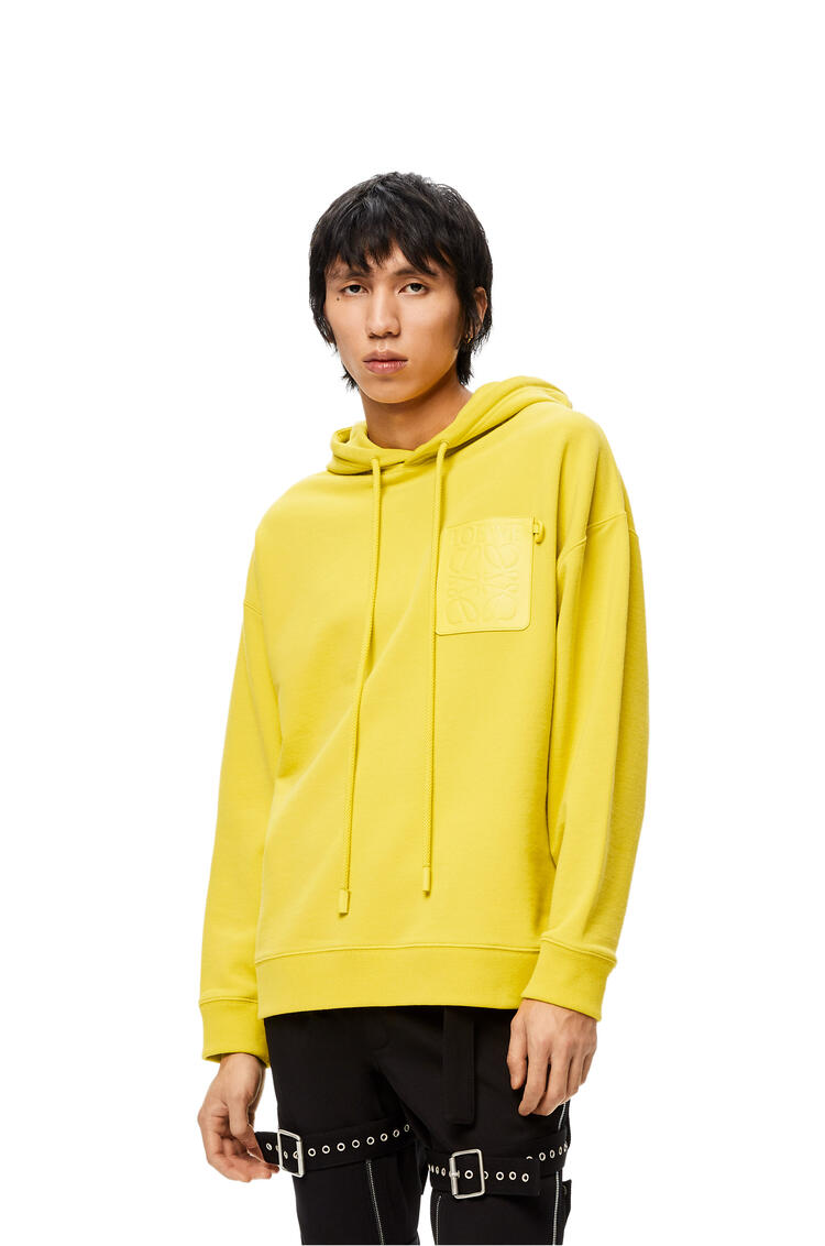 LOEWE Anagram leather patch hoodie in cotton Yellow Corn