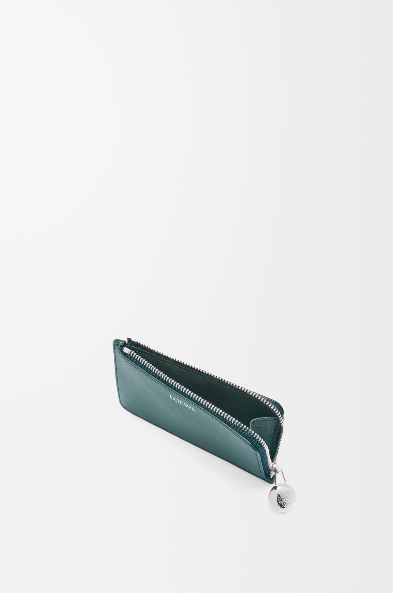 LOEWE Pebble coin cardholder in shiny nappa calfskin Deep Forest