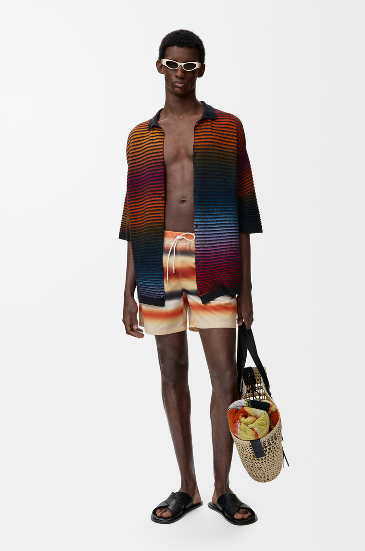 LOEWE Camisa de manga corta en mezcla de algodón Multicolor/Negro