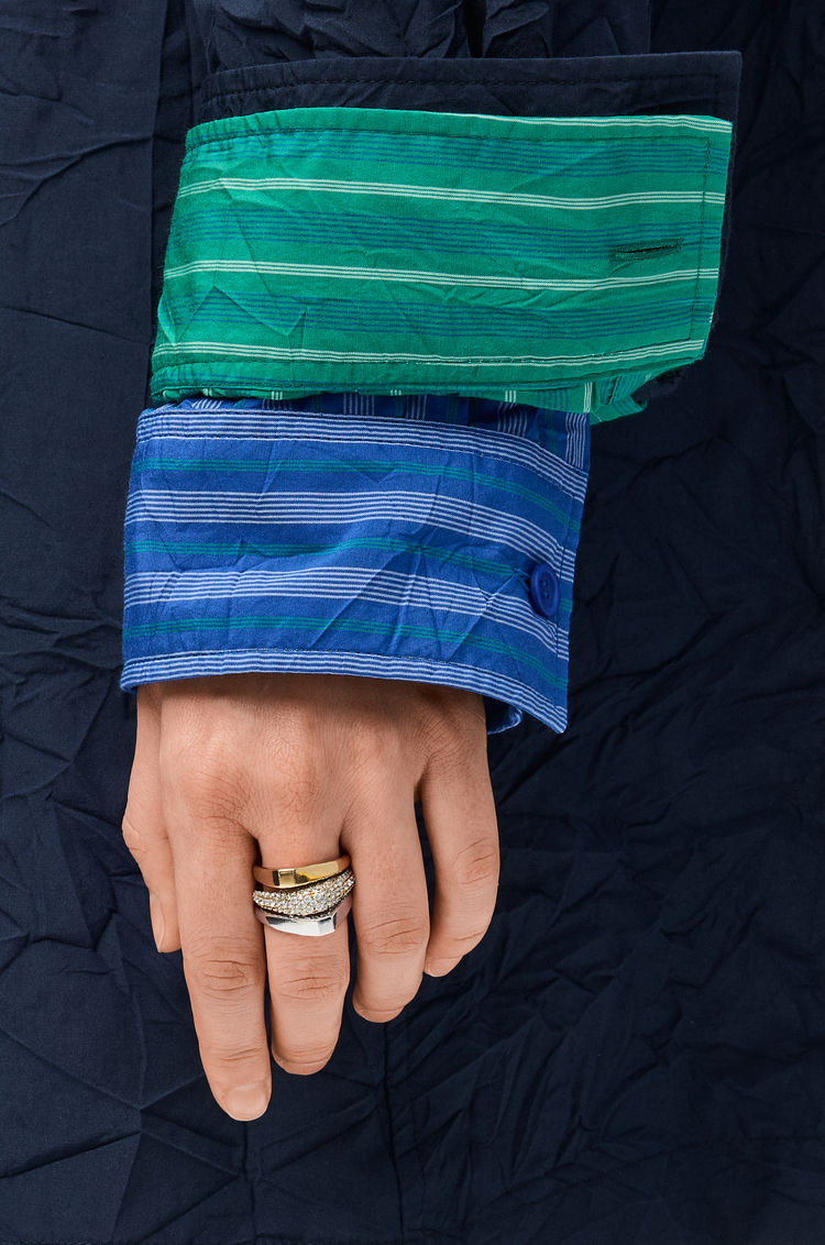 LOEWE Stirrup ring in sterling silver and crystals Gold/White