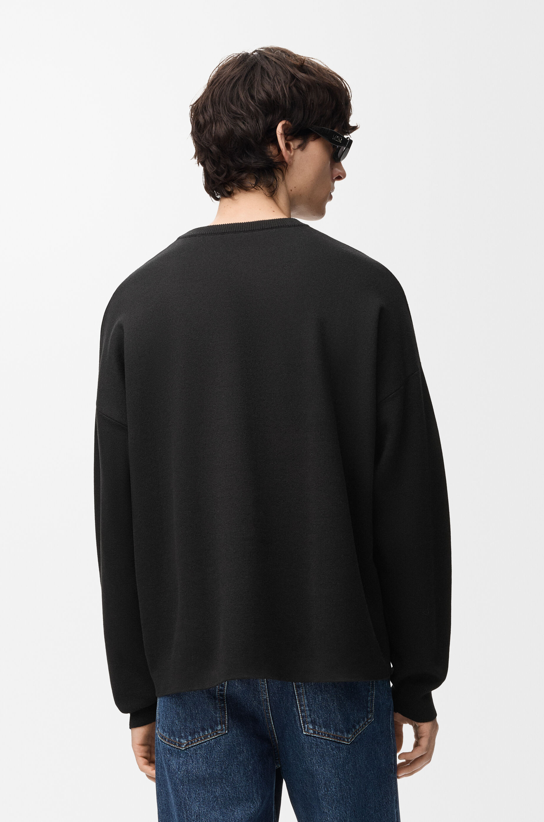 Anagram pocket sweater in cotton blend Black - LOEWE USA Official