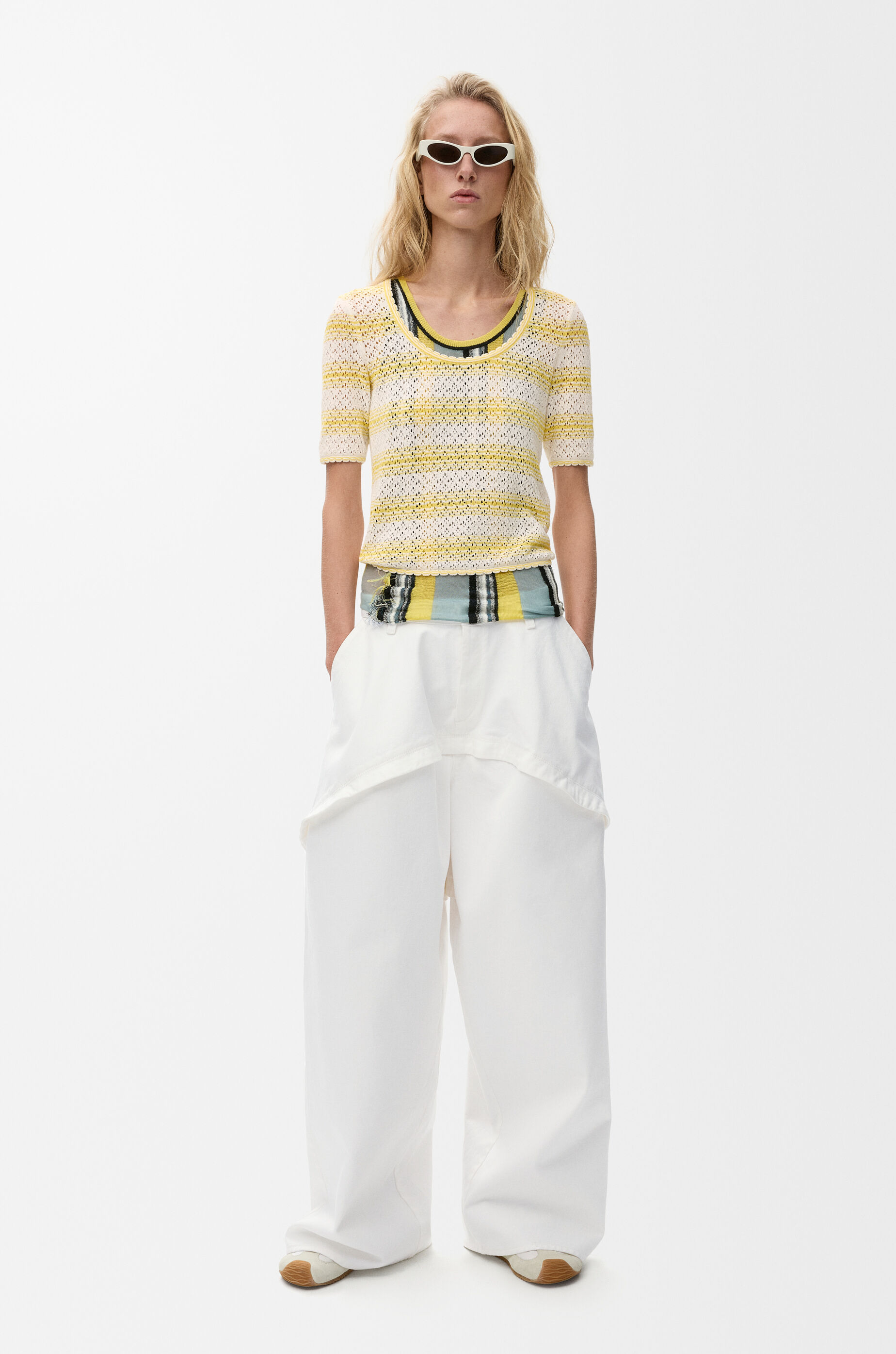 ショートスリーブ セーター（コットンブレンド） ホワイト - ロエベ