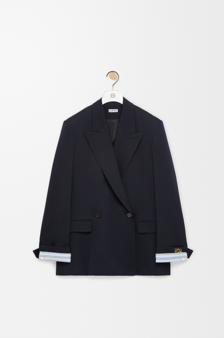 LOEWE Double-breasted jacket in wool blend Dark Navy Blue