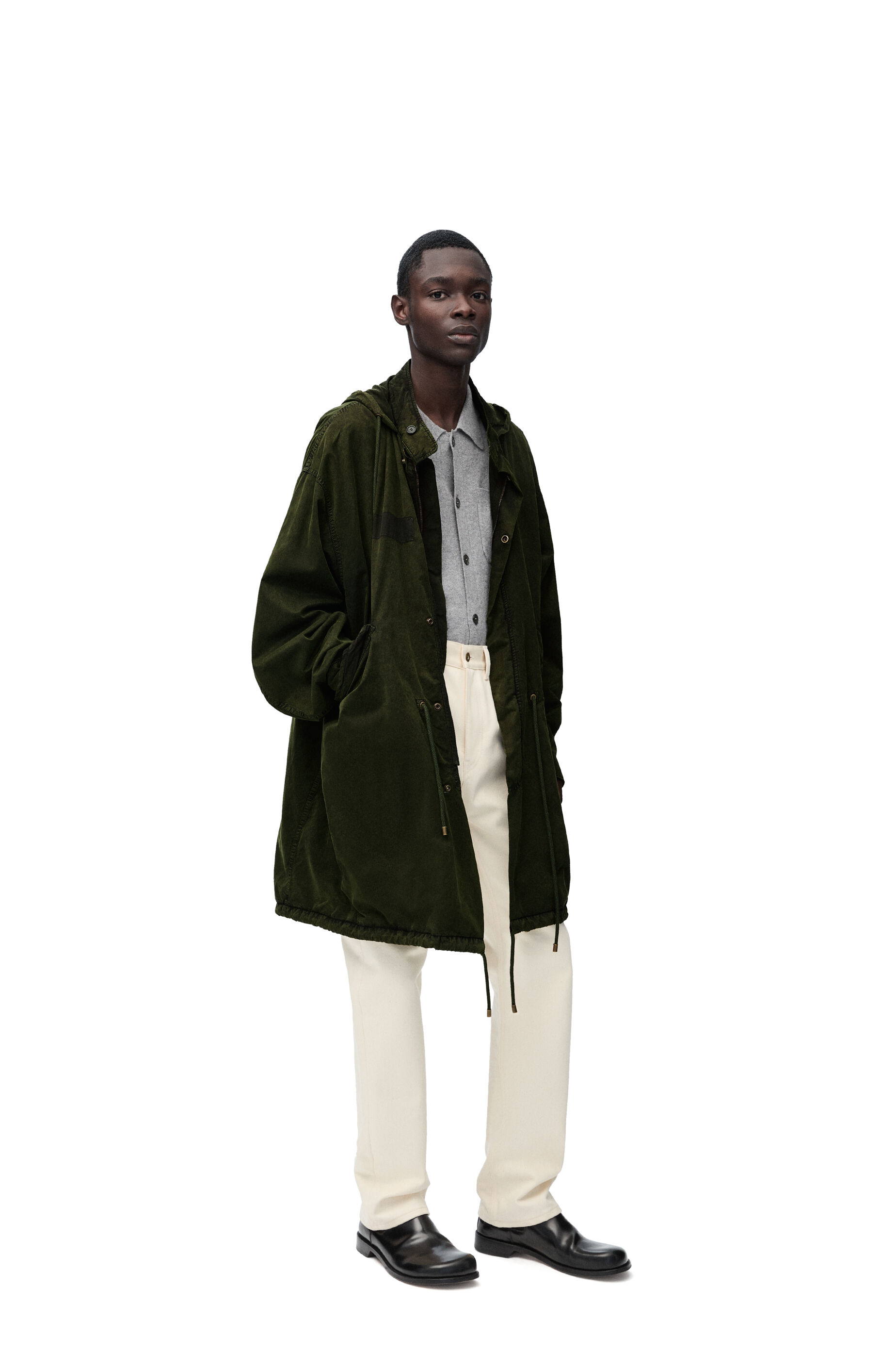 Parka in technical cotton Khaki Green Multitone LOEWE