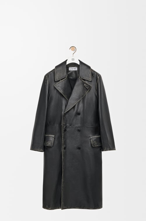 LOEWE Double breasted coat in nappa calfskin Black