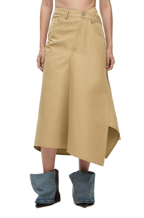 LOEWE Deconstructed midi skirt in cotton and linen Coriander