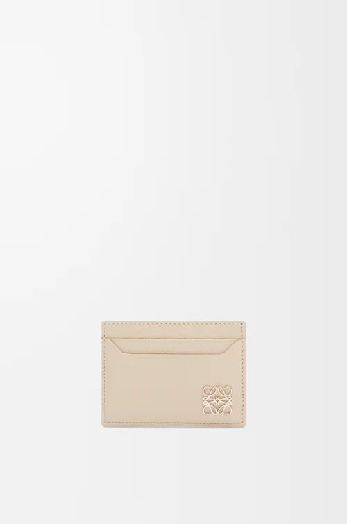 LOEWE Anagram plain cardholder in pebble grained calfskin Light Ghost